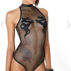 Dragon fishnet bodysuit